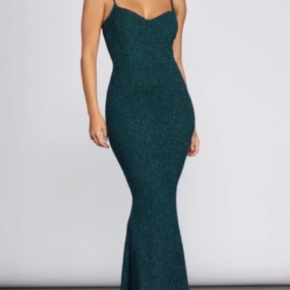 BRAND NEW (never worn) Windsor Teal mermaid glittery dress